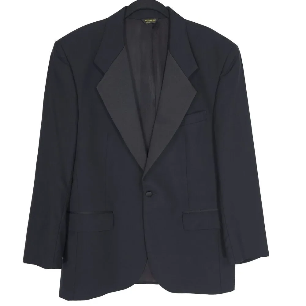 PIERRE BALMAIN Tuxedo Blazer Black Wool Satin Lapel 40R MADE IN USA‎